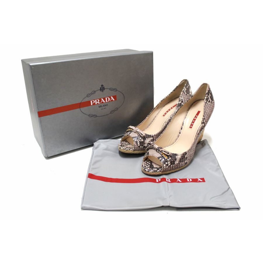 NEW Prada Beige Python Leather Wedge Size 39.5-12