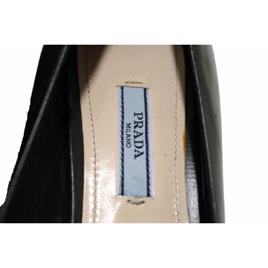 New Prada Bow Black Calfskin Leather Pumps Size 37-6