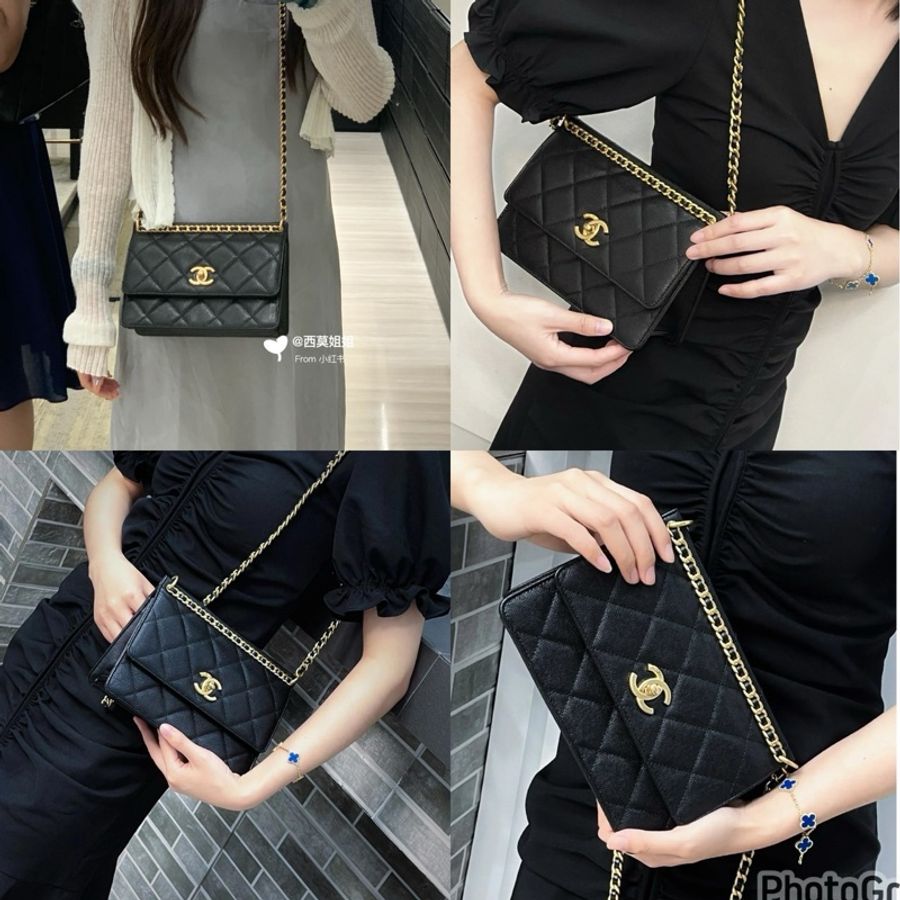CHANEL 23A荔枝牛皮鏈條斜背包 芯片款🈶台灣專櫃購證-1
