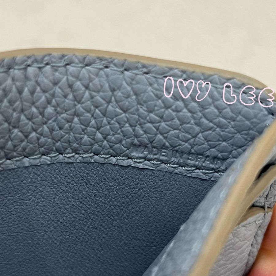 Chloe Marcie 金屬LOGO 小牛皮卡片夾 名片夾 水藍色 二手精品-6