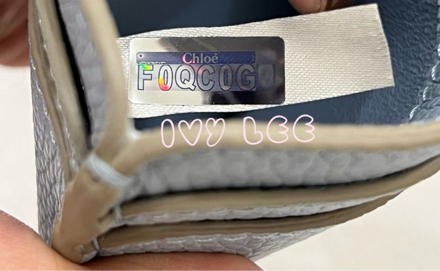 Chloe Marcie 金屬LOGO 小牛皮卡片夾 名片夾 水藍色 二手精品-7