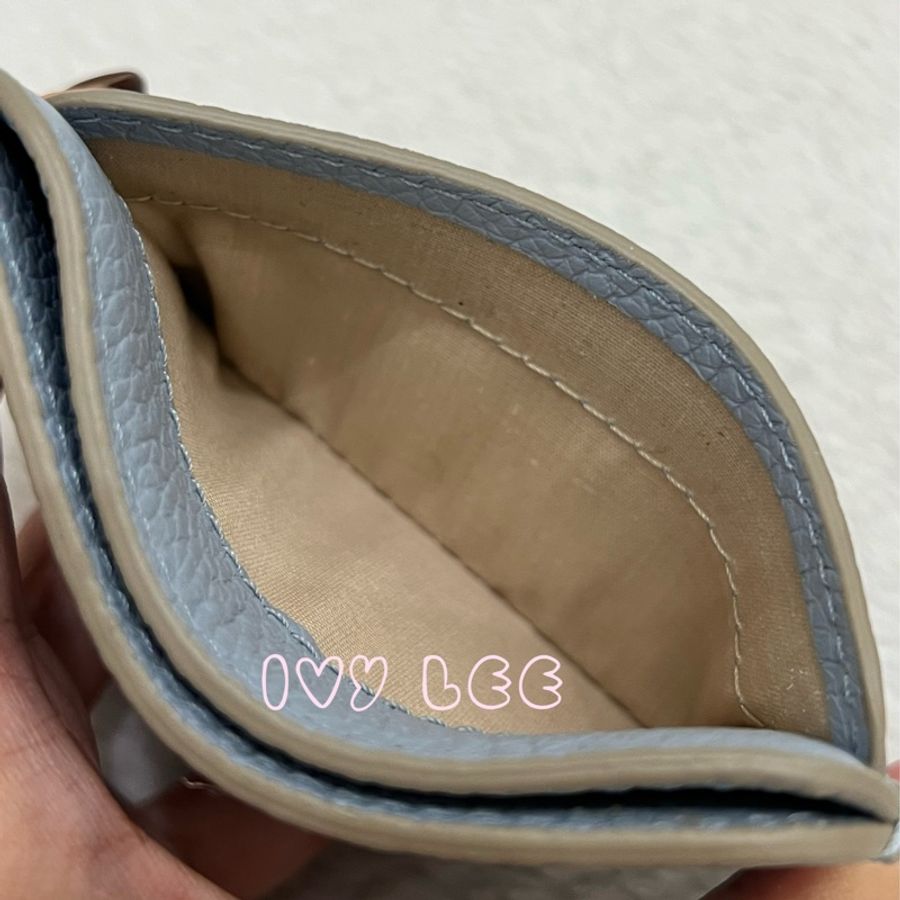 Chloe Marcie 金屬LOGO 小牛皮卡片夾 名片夾 水藍色 二手精品-10