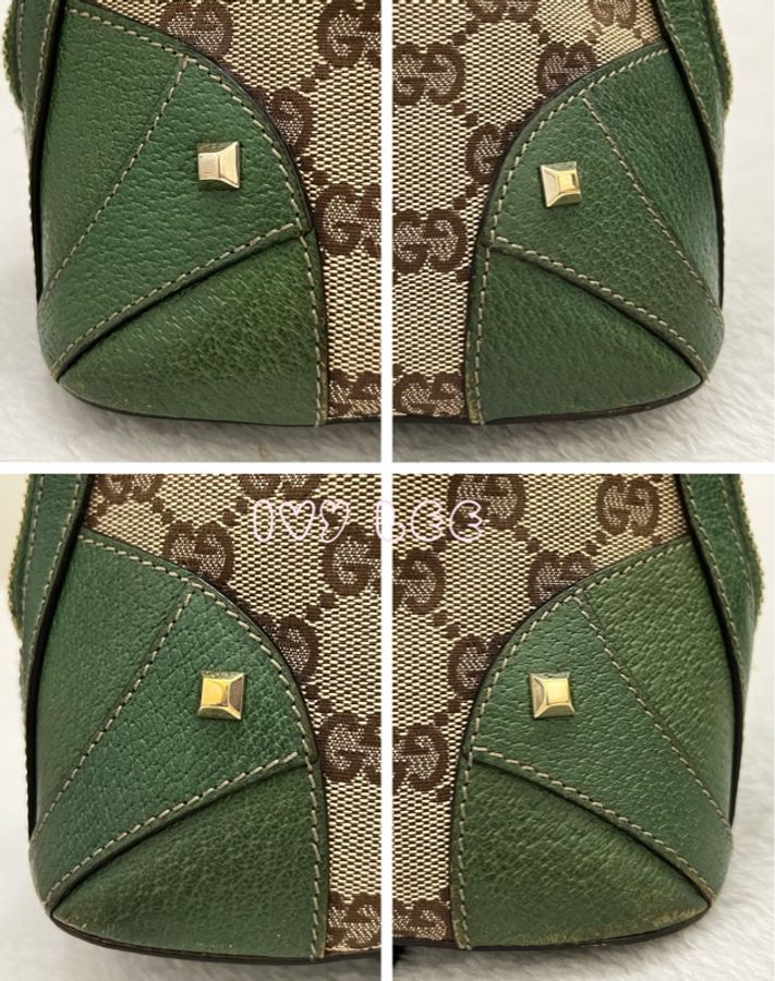 GUCCI 131023 GG 帆布 鑲嵌手提包 綠色皮革 手提包 肩背包 二手精品-18