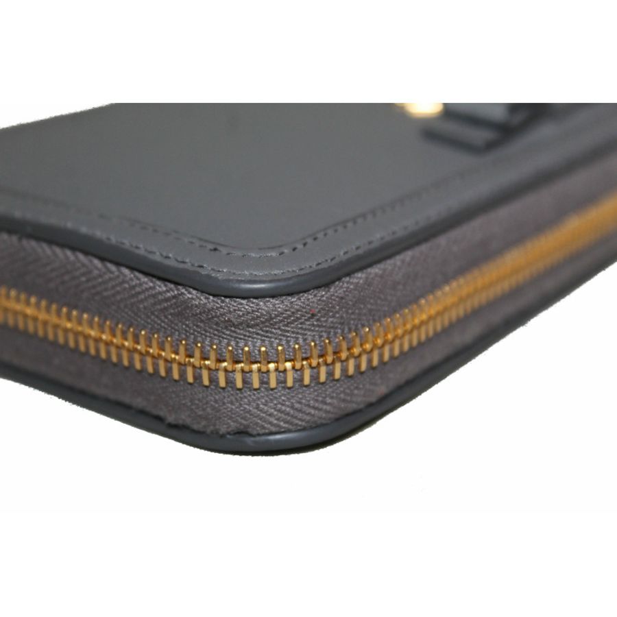 Prada Grey Women's Bow Detail Continental Leather Wallet-9