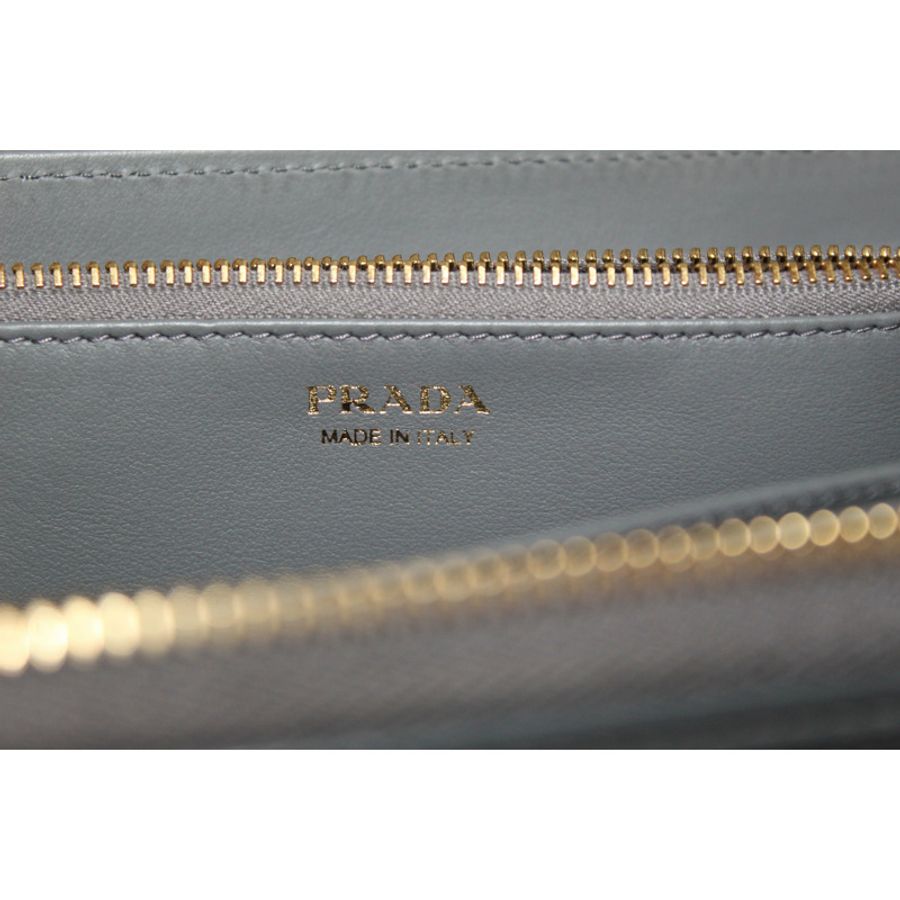 Prada Grey Women's Bow Detail Continental Leather Wallet-13