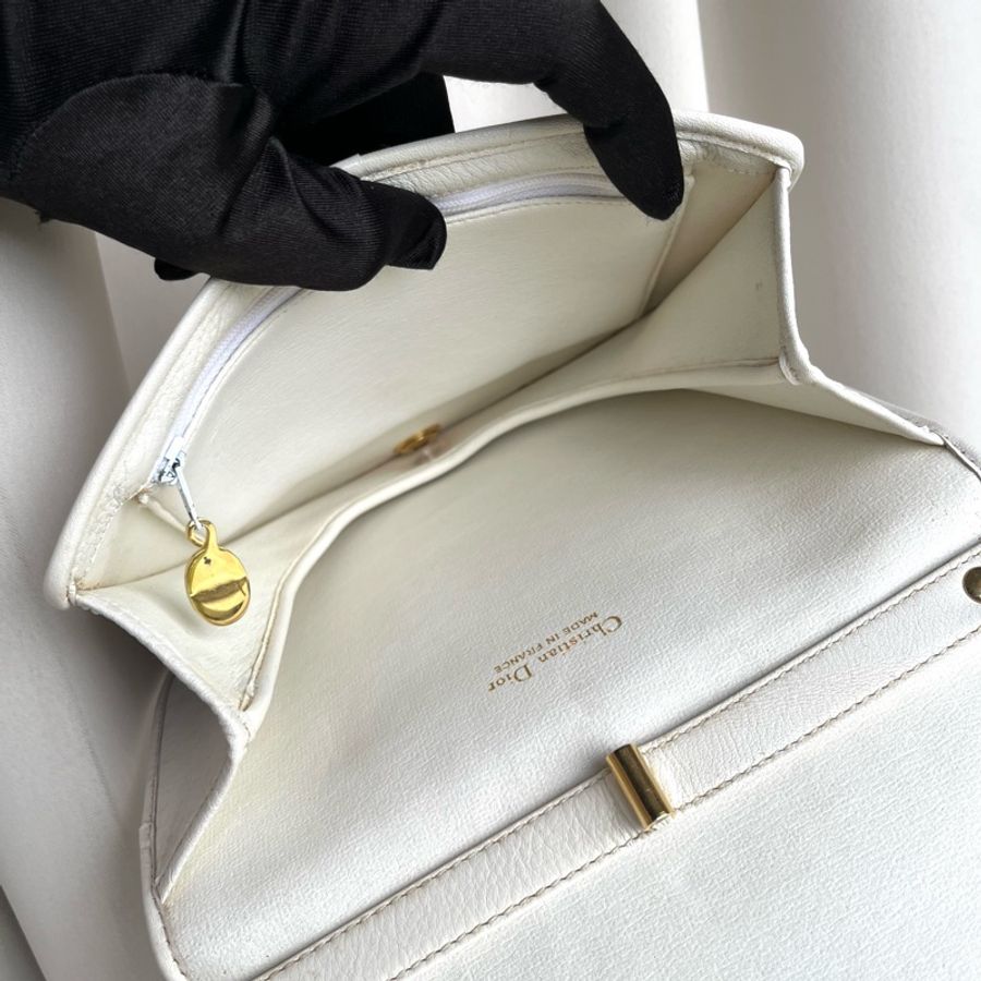 (95成新)DIOR 迪奧 象牙潔白💗 斜背包 單肩包-12