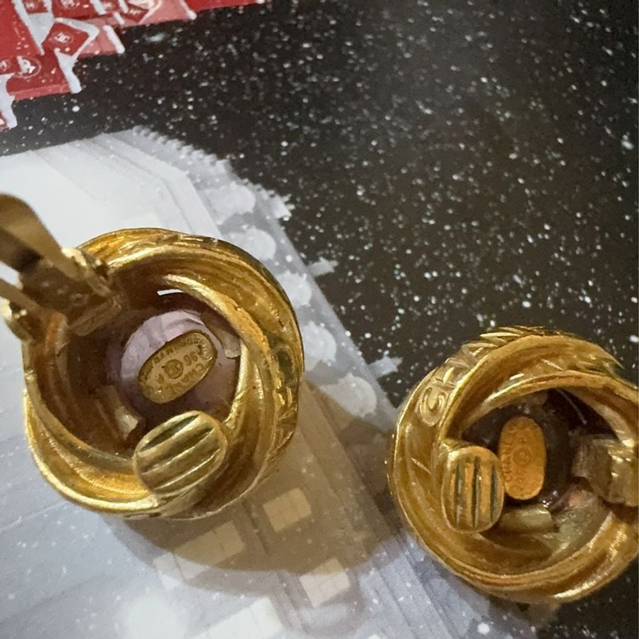 Chanel Vintage 1996年重工粉馬卡龍色琉璃耳環/立體感/經典款-5