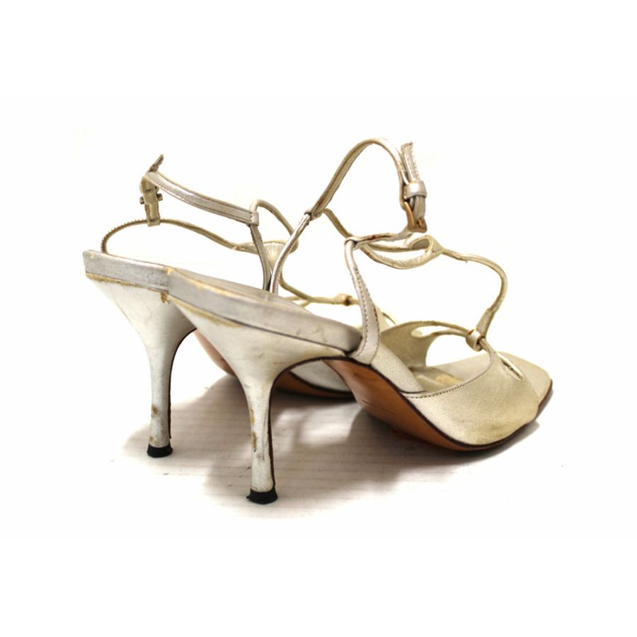 Prada Silver Thin Strap Sandal Heels Size 35.5-3