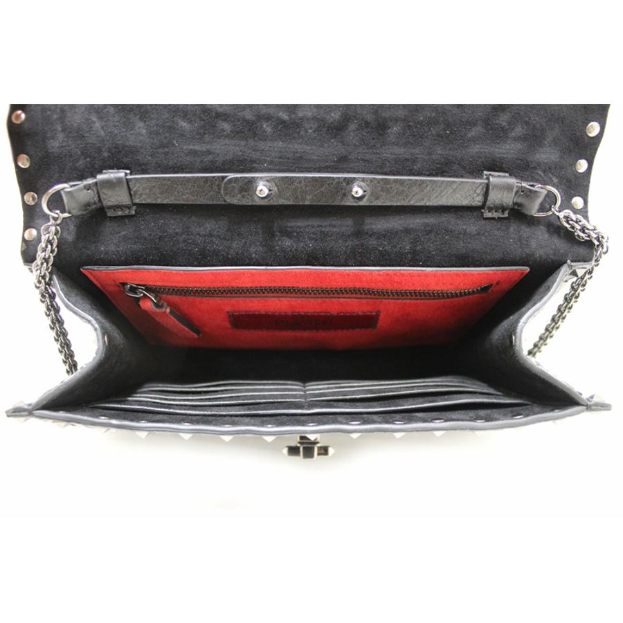 Valentino Garavani Black Quilted Nappa Leather Rockstud Spike Crossbody Clutch Bag-1