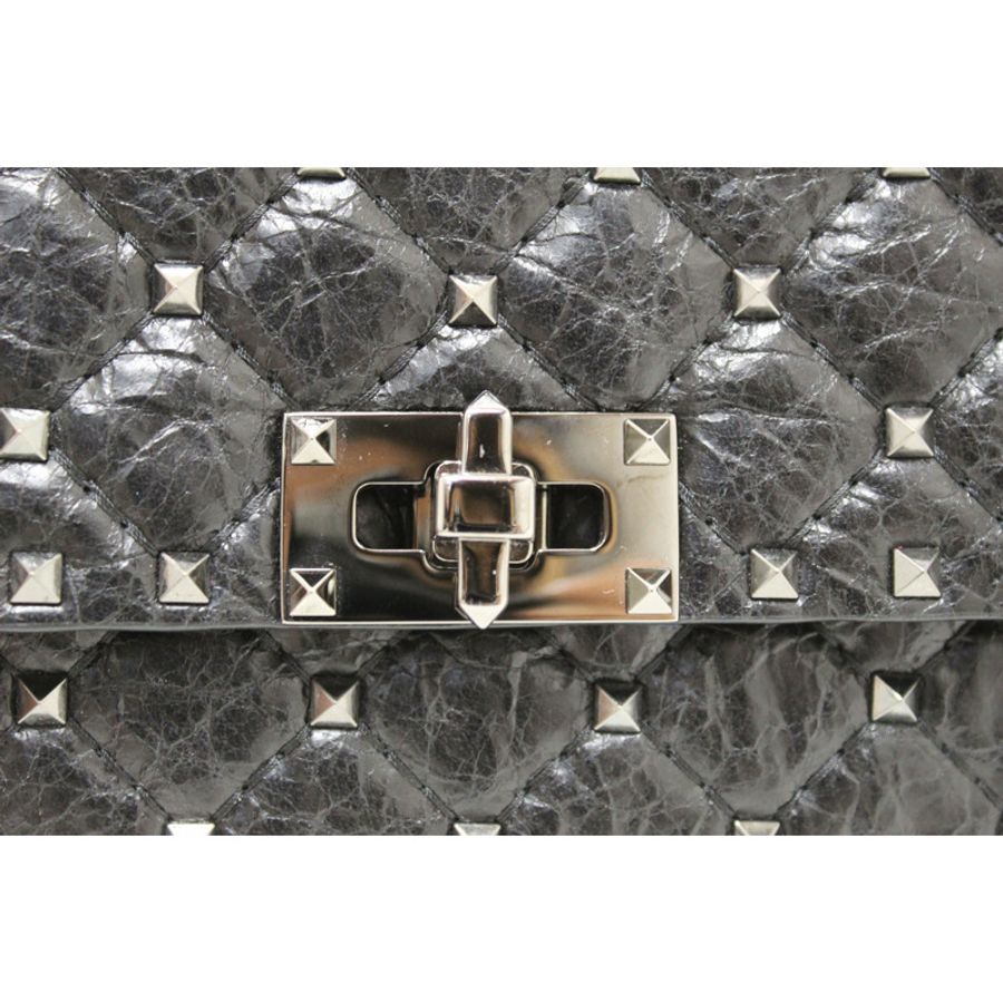 Valentino Garavani Black Quilted Nappa Leather Rockstud Spike Crossbody Clutch Bag-9