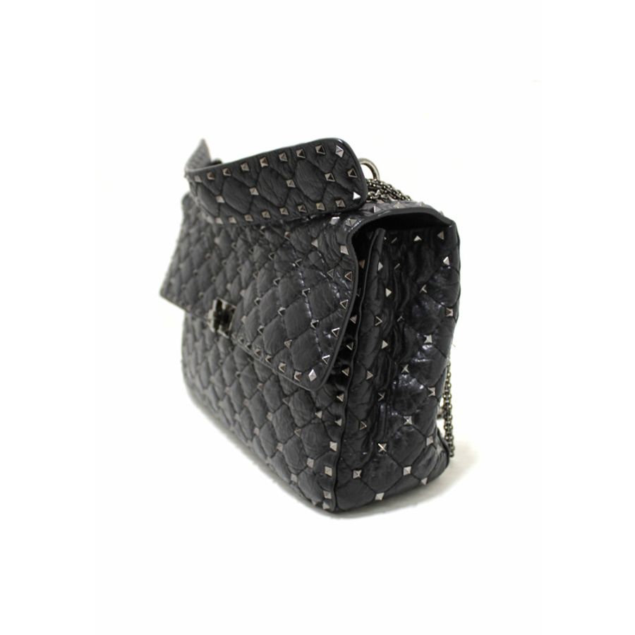 Valentino Garavani Black Quilted Nappa Leather Rockstud Spike Large Shoulder Bag-2