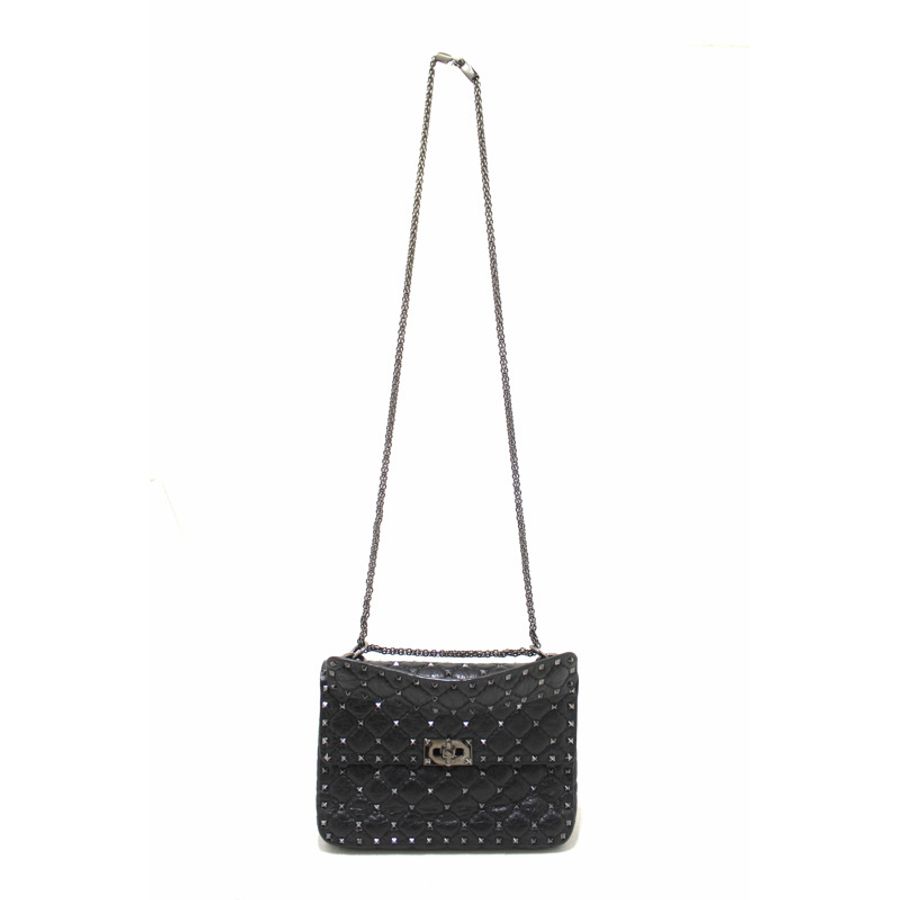 Valentino Garavani Black Quilted Nappa Leather Rockstud Spike Medium Shoulder Bag-1