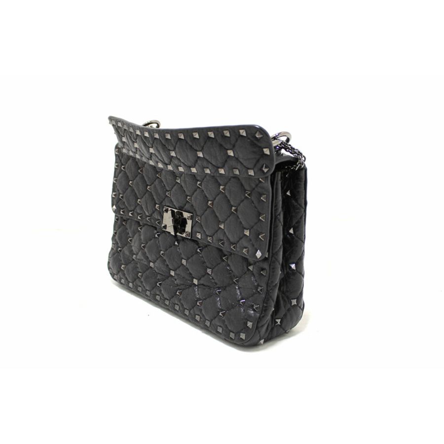 Valentino Garavani Black Quilted Nappa Leather Rockstud Spike Medium Shoulder Bag-2