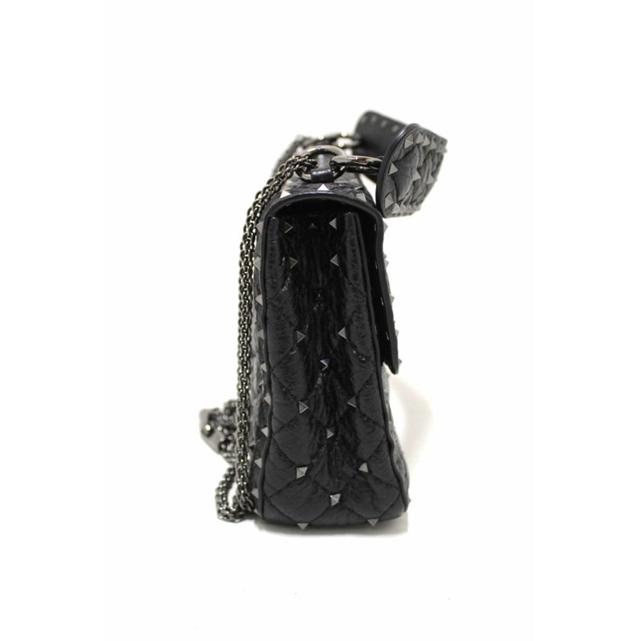 Valentino Garavani Black Quilted Nappa Leather Rockstud Spike Medium Shoulder Bag-4