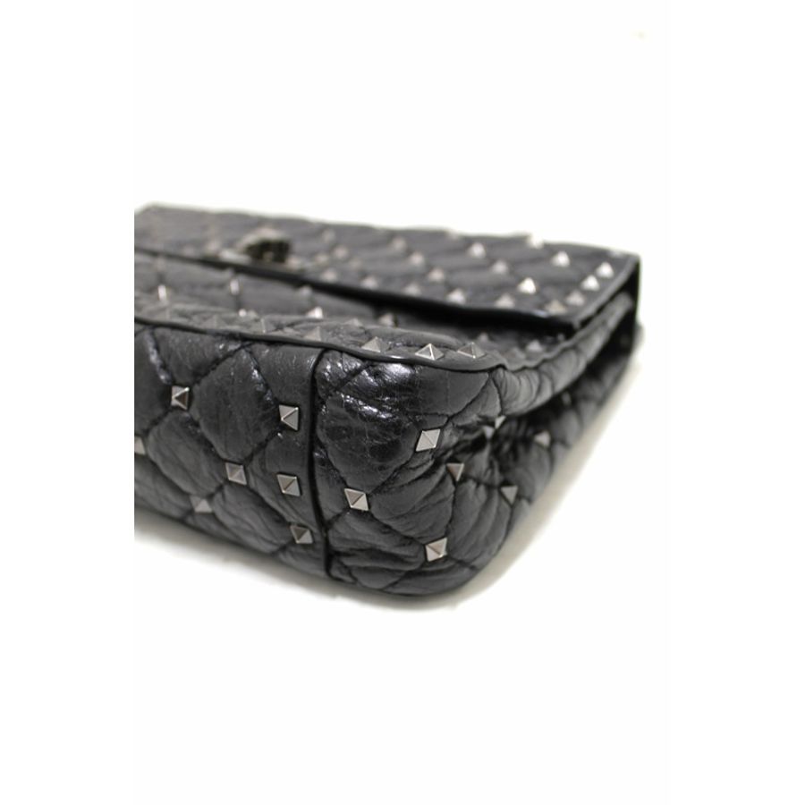 Valentino Garavani Black Quilted Nappa Leather Rockstud Spike Medium Shoulder Bag-6