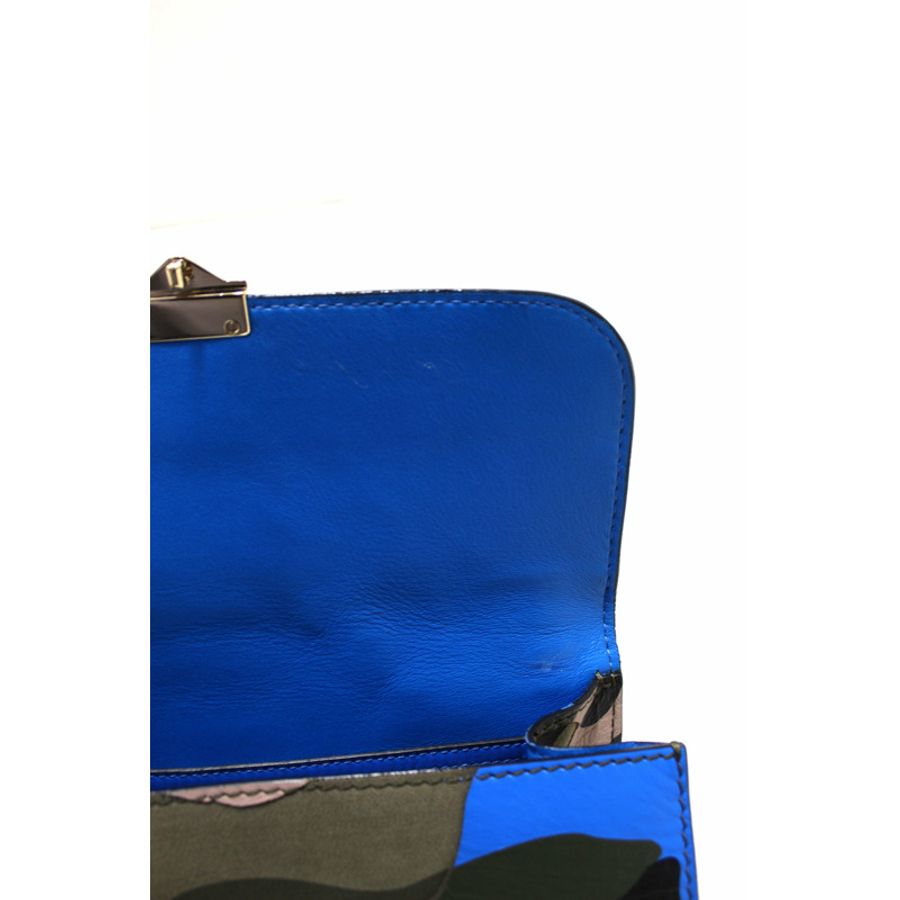 Valentino Garavani Blue Nappa Canvas Camouflage Medium Glam Lock Rockstud Flap-20