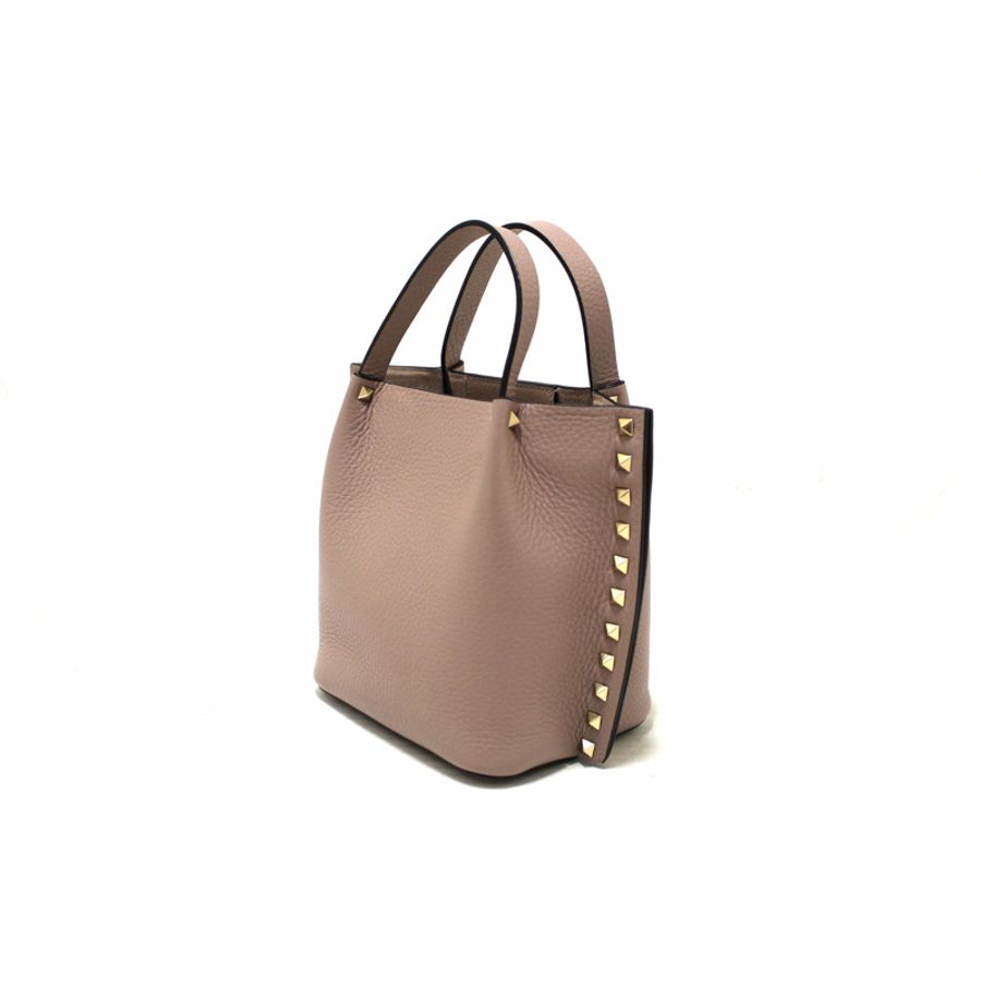 Valentino Garavani Rockstud Poudre Grainy Calfskin Leather Shopper-2