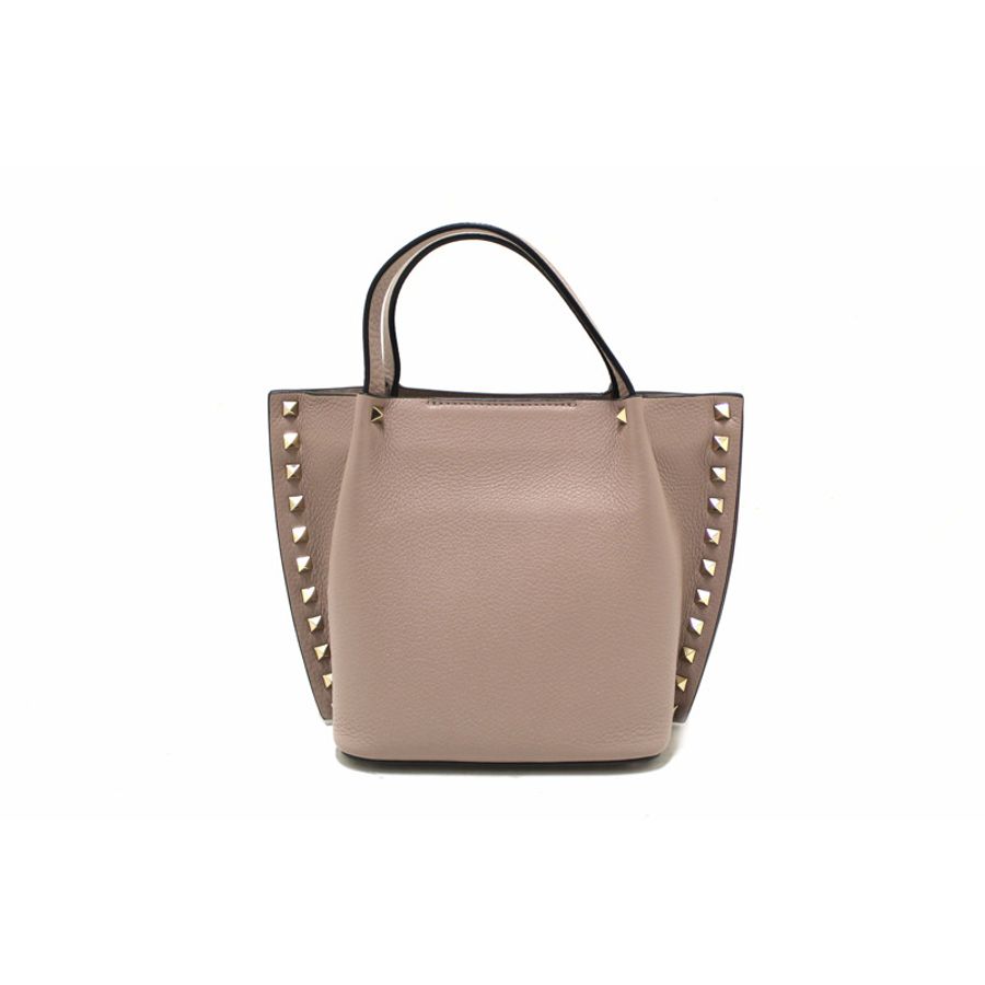 Valentino Garavani Rockstud Poudre Grainy Calfskin Leather Shopper-3