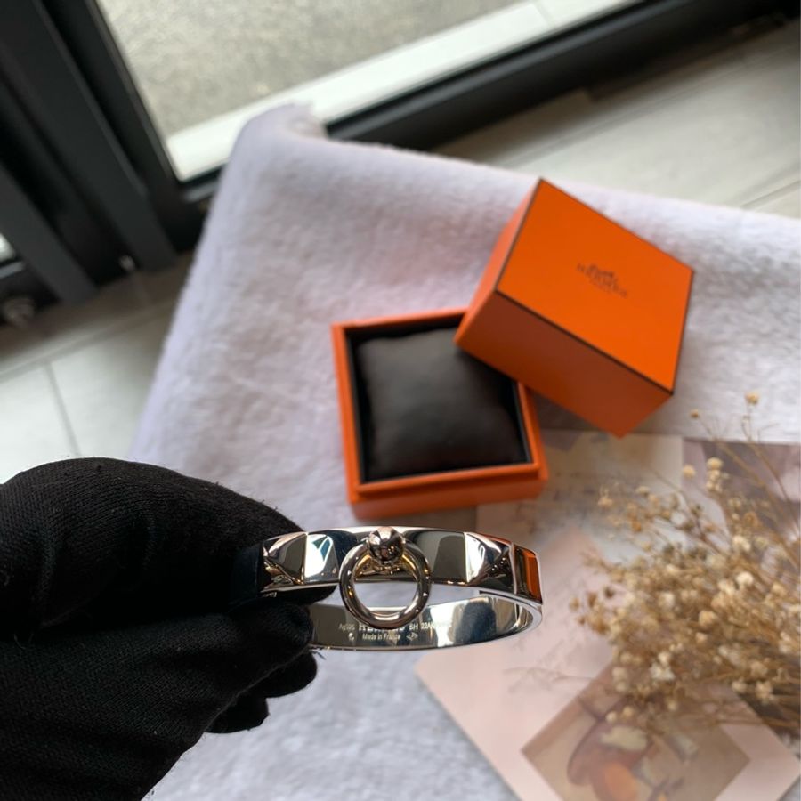 Hermes Collier De Chien CDC 鉚釘手環 (S)(銀色)-3