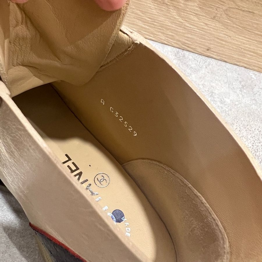 Chanel 卡其拼黑爆裂紋靴子-7