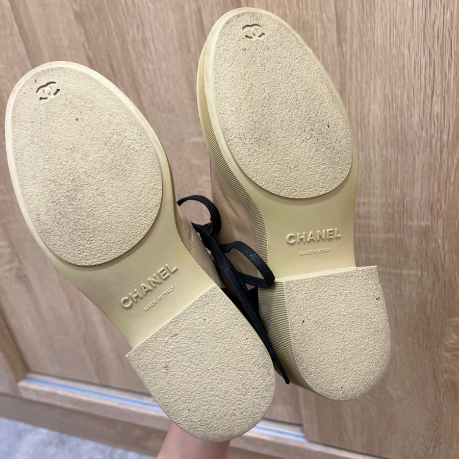 Chanel 卡其拼黑爆裂紋靴子-8