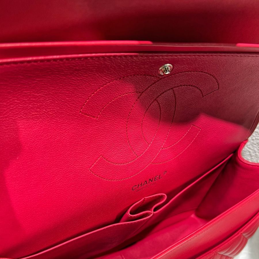 ► 💫全新閒置品💫 CHANEL 經典大CF 小羊皮(桃紅)-4