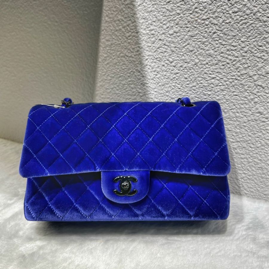 ► Chanel🔹藍絨布CF 26cm-0