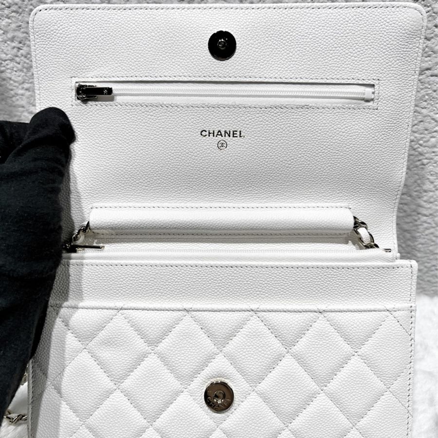 ► 全新 Chanel WOC荔皮白色✨芯片款✨-3