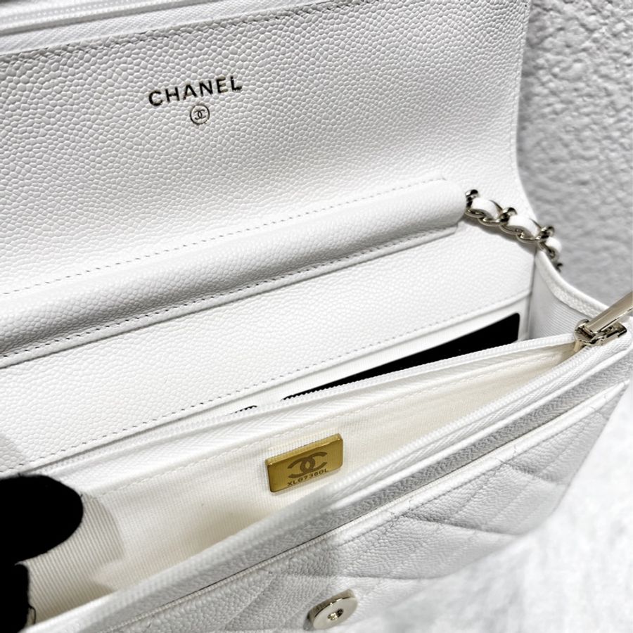 ► 全新 Chanel WOC荔皮白色✨芯片款✨-5