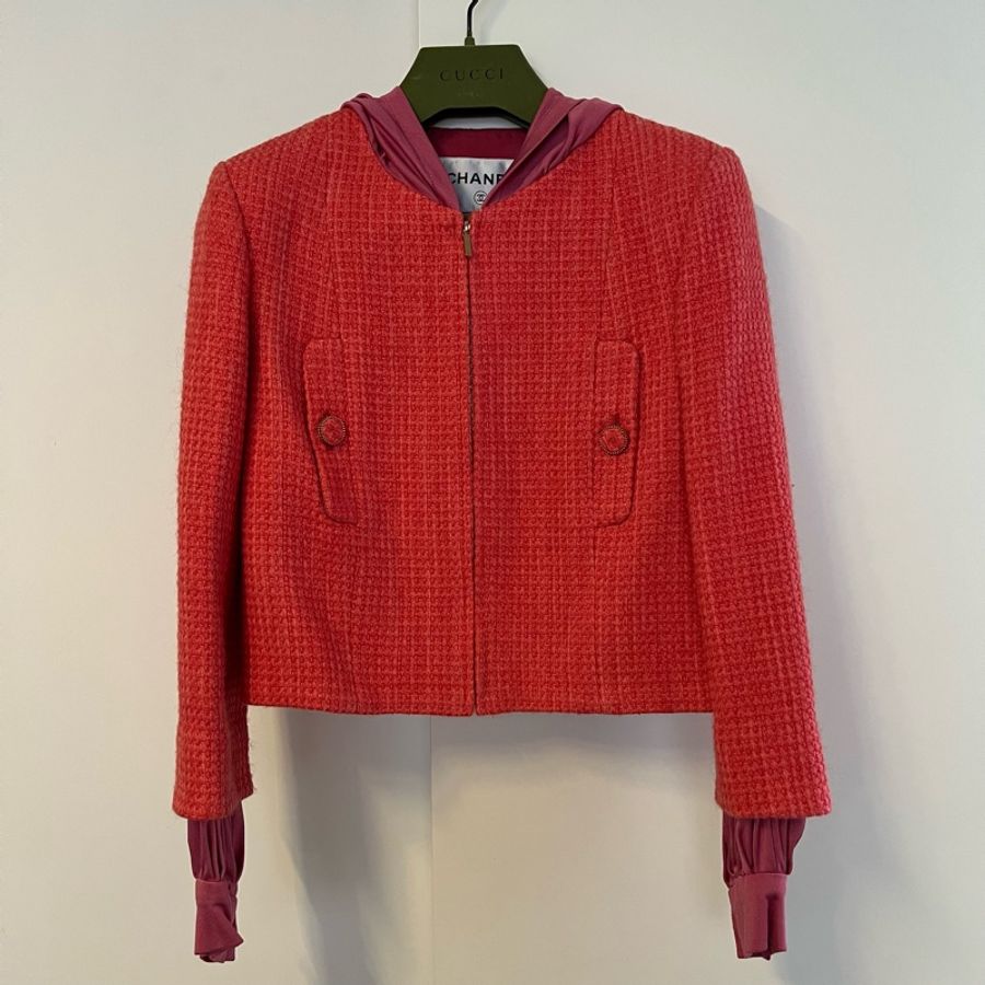Chanel tweed jacket 連帽 軟呢-0
