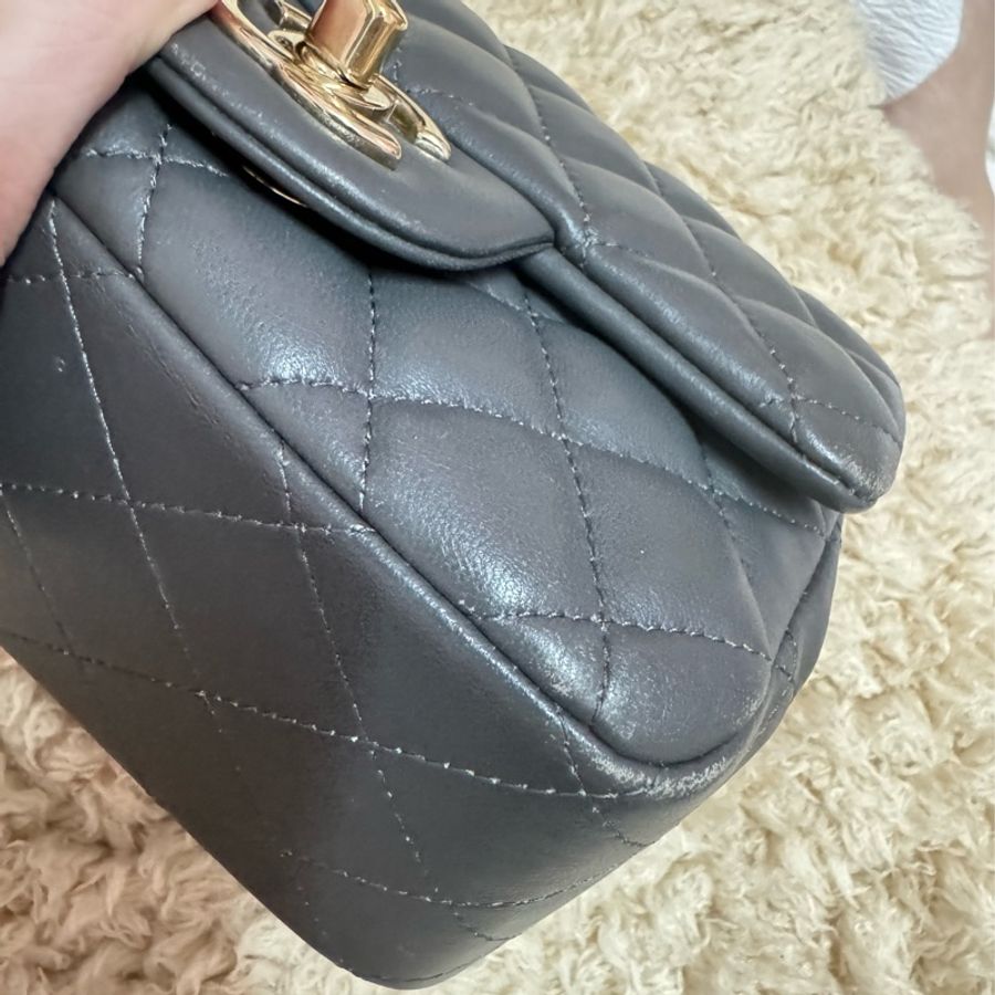 Chanel方胖子深灰色CF17 mini coco17 公分-7