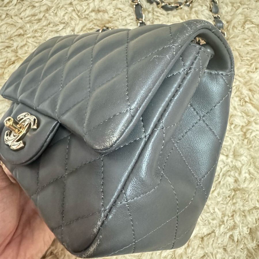 Chanel方胖子深灰色CF17 mini coco17 公分-10