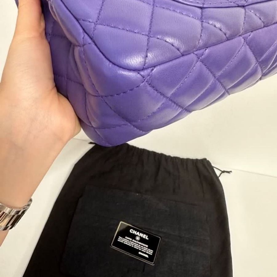 (閑置98%新)Chanel 2.55 香奈兒 中號 深紫 小羊皮 99%新 大全套 雷射清晰有卡有貼-8