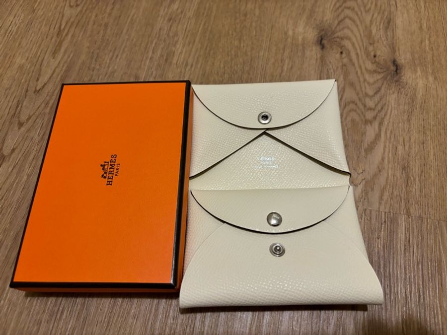 Hermes奶昔白 calvi duo 卡包-1