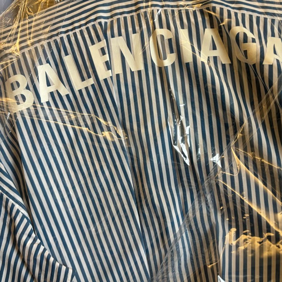 Balenciaga 巴黎世家 藍條紋Logo襯衫-1