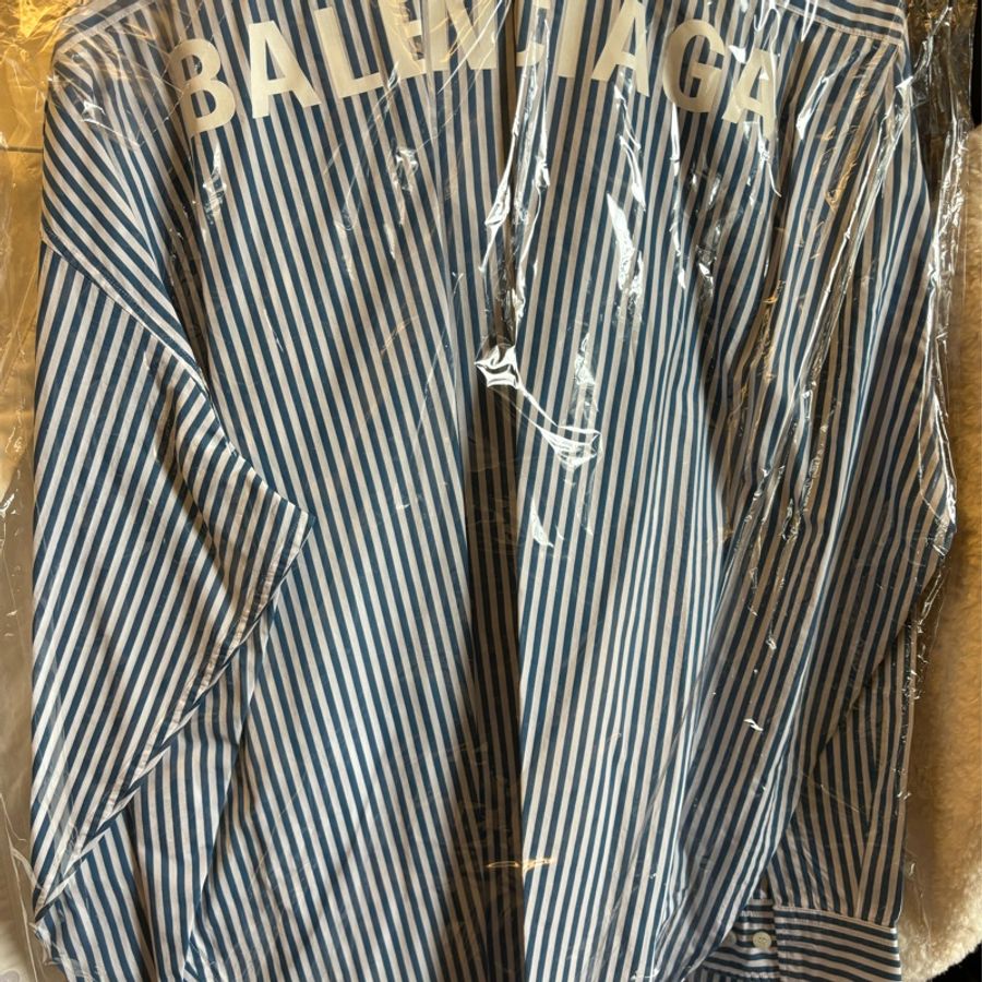 Balenciaga 巴黎世家 藍條紋Logo襯衫-2