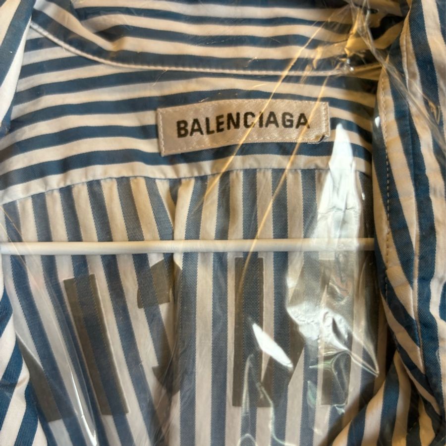 Balenciaga 巴黎世家 藍條紋Logo襯衫-4