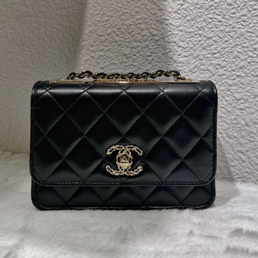 ► 全新CHANEL MINI TRENDY WOC 黑金羊皮-3