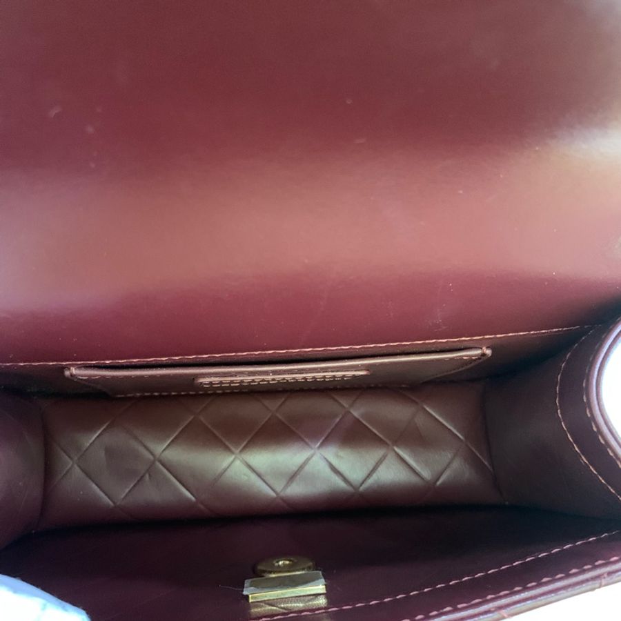 CHANEL 秋冬復古 菠蘿扣戴妃 20cm 酒紅色-4