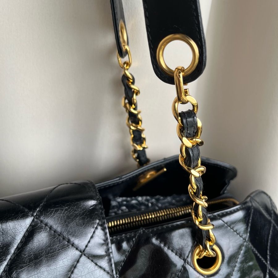 (朴敘俊、GD權志龍同款)Chanel 香奈兒 機場包 飛機包 大包 黑金配色 氣場十足 肩背包 單肩包-12