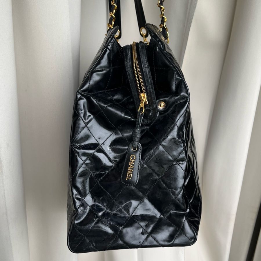 (朴敘俊、GD權志龍同款)Chanel 香奈兒 機場包 飛機包 大包 黑金配色 氣場十足 肩背包 單肩包-14