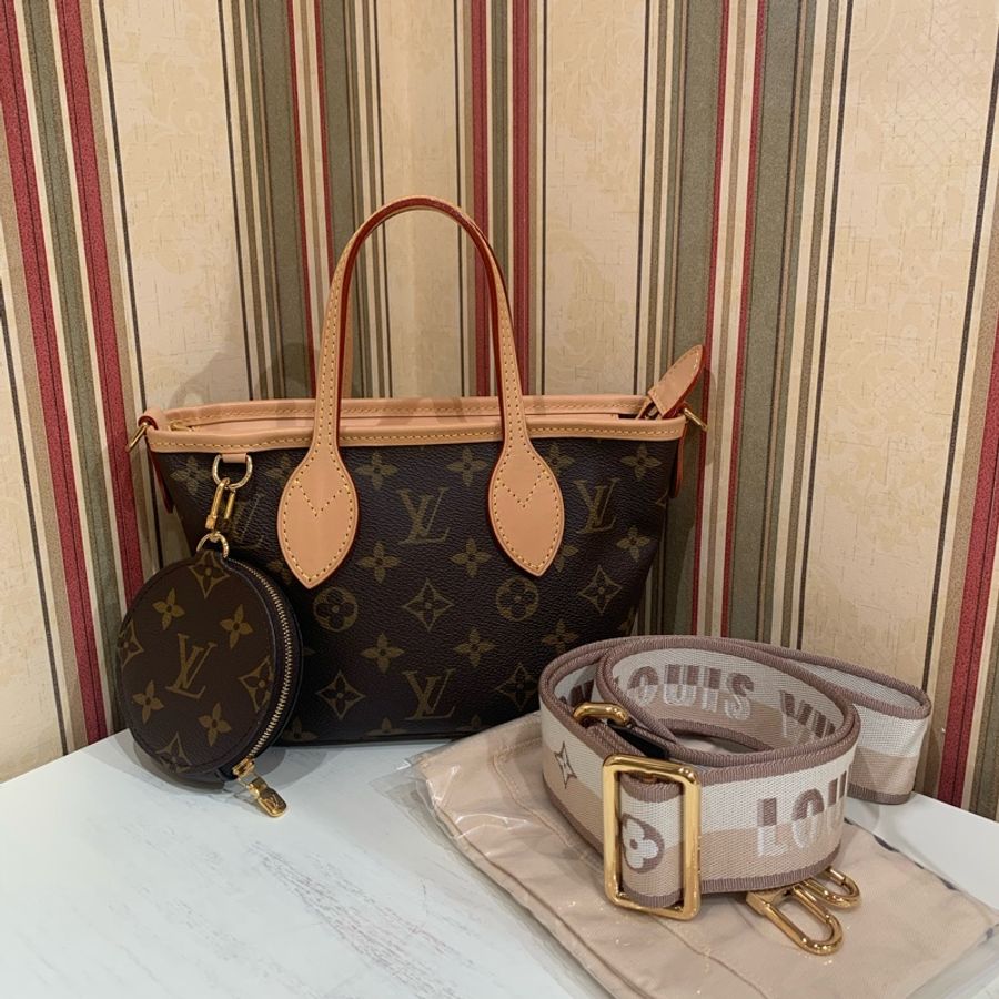 Louis VUITTON Neverfull BB24 配子袋配寬肩帶-0
