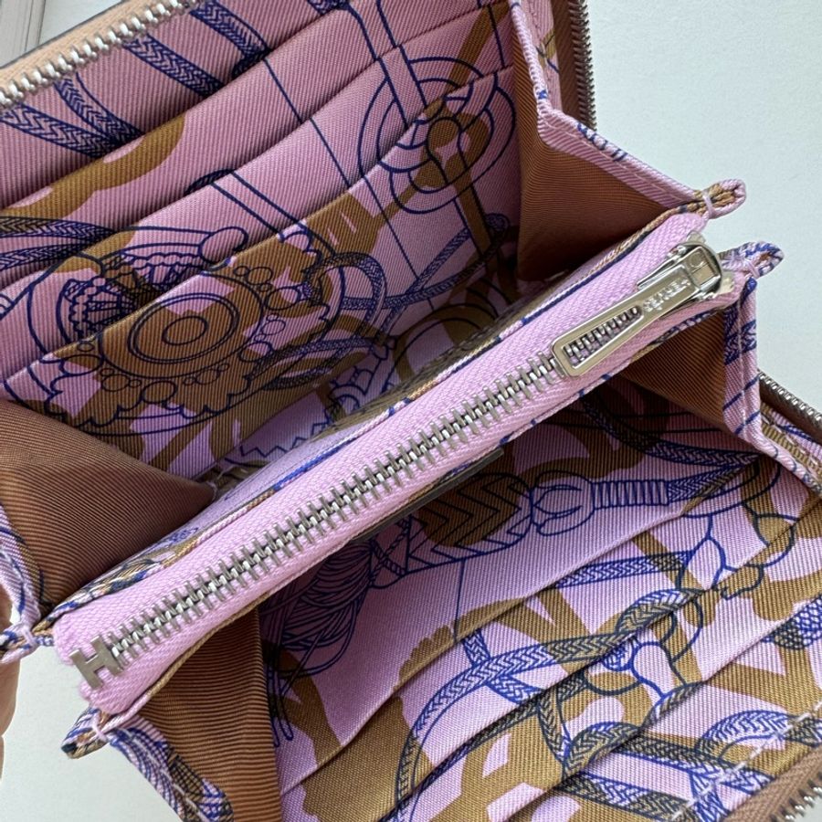 Hermes 絲巾短夾拉鍊錢包-7