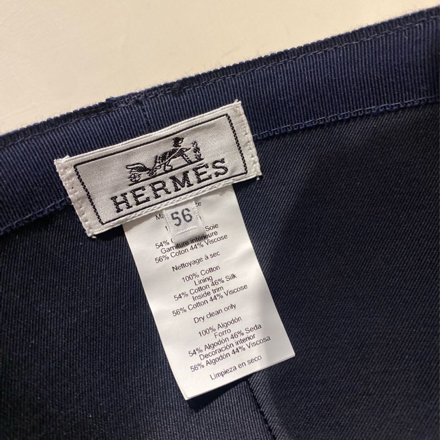 HERMES 愛馬仕。經典Ex-Libris藏書章logo 牛仔丹寧棒球帽-2