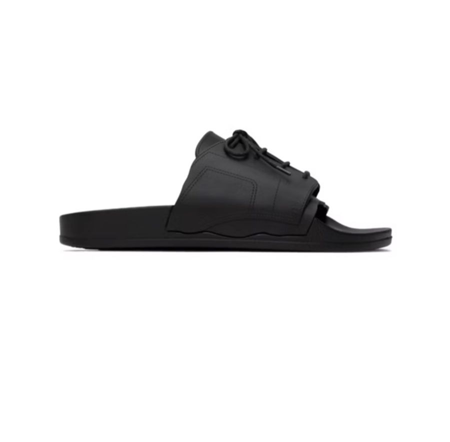 Maison margiela MM6 馬吉拉 23SS黑色繫帶鞋帶橡膠拖鞋涼鞋-2