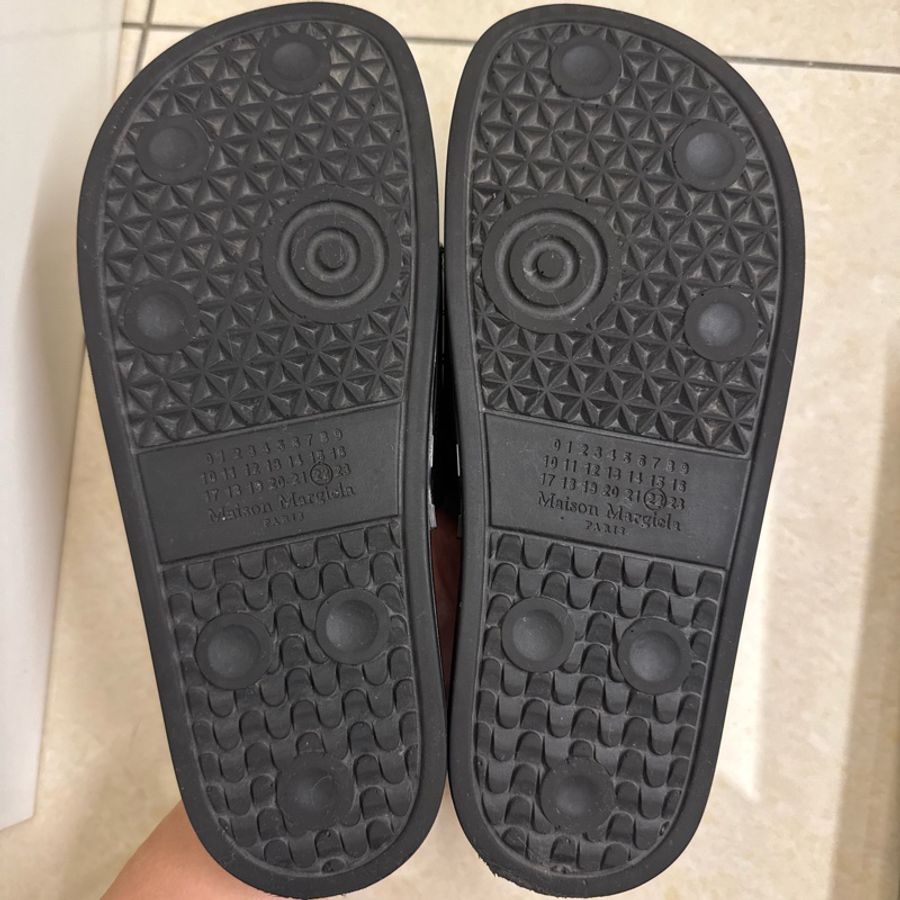 Maison margiela MM6 馬吉拉 23SS黑色繫帶鞋帶橡膠拖鞋涼鞋-8