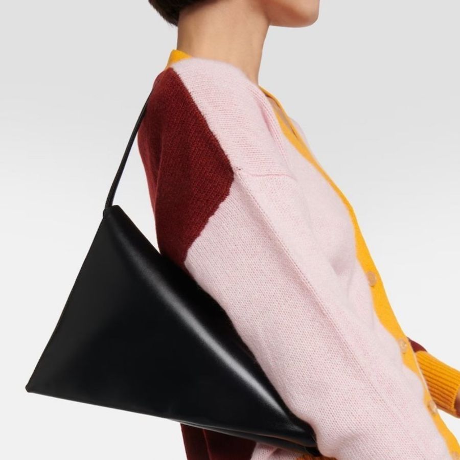 商品在台灣 全新含吊牌 MARNI 法國巴黎購回 MARNI Prisma 黑色 牛皮 手提&側背 法式 三角包-8