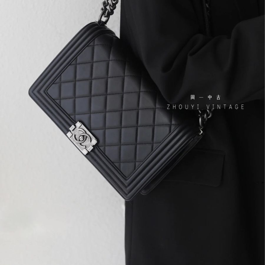 Chanel Leboy 28黑銀小菱格🖤9新🔥黃金尺寸🔥男女通用-7