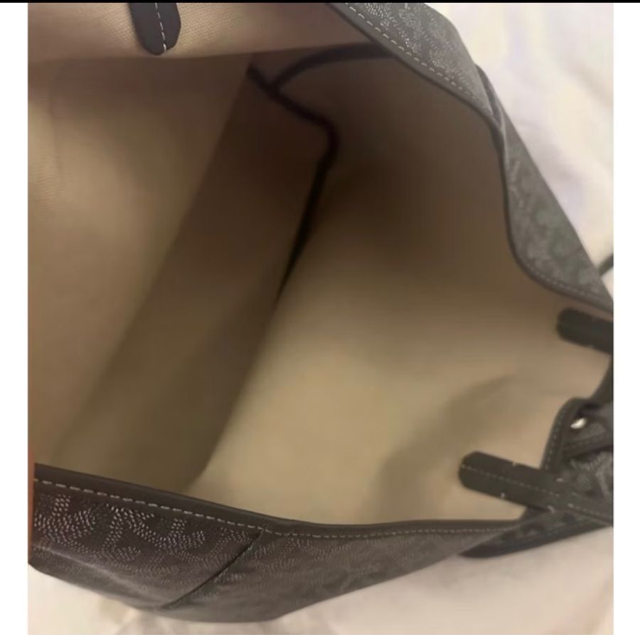 二手 法國購入GOYARD 戈雅 int louis PM 灰色中款 手提包 肩背包 購物袋 托特包 tote-8