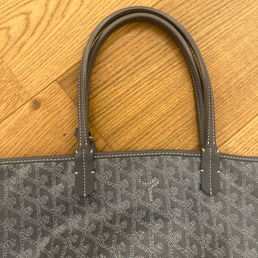 二手 法國購入GOYARD 戈雅 int louis PM 灰色中款 手提包 肩背包 購物袋 托特包 tote-9